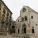 La maestosa facciata tripartita da lesene  incorniciata da vistosi archetti pensili. Nel complesso l'aspetto austero  ingentilito dalle ricche decorazioni del portale centrale, il grosso rosone a 16 bracci e dalla loggia delle Benedizioni, che collega il lato destro all'adiacente Palazzo De Lerma